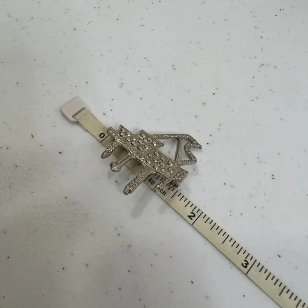 Piano Brooch Textured Hammered Silver Tone Big Statement Music Instrument Pin Us